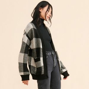 Vigoss Oversized Gingham Grandpa Cardigan